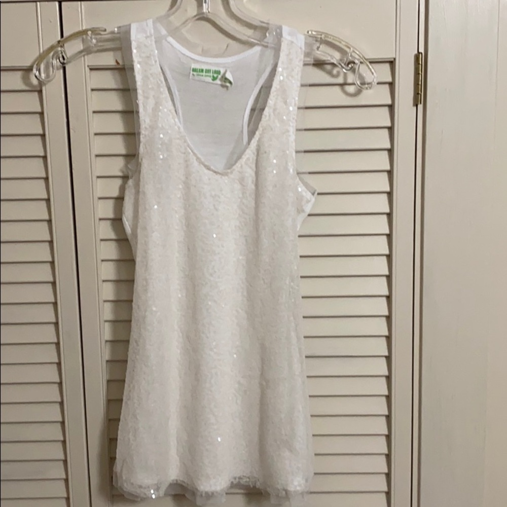 Dream Out Loud white sequin tank